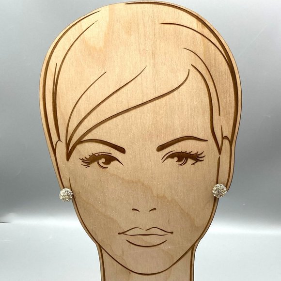 Vintage Minimalist Pave Dome Earrings, Silver Tone Sparkle Buttons, Clip On Glam - Picture 4 of 5